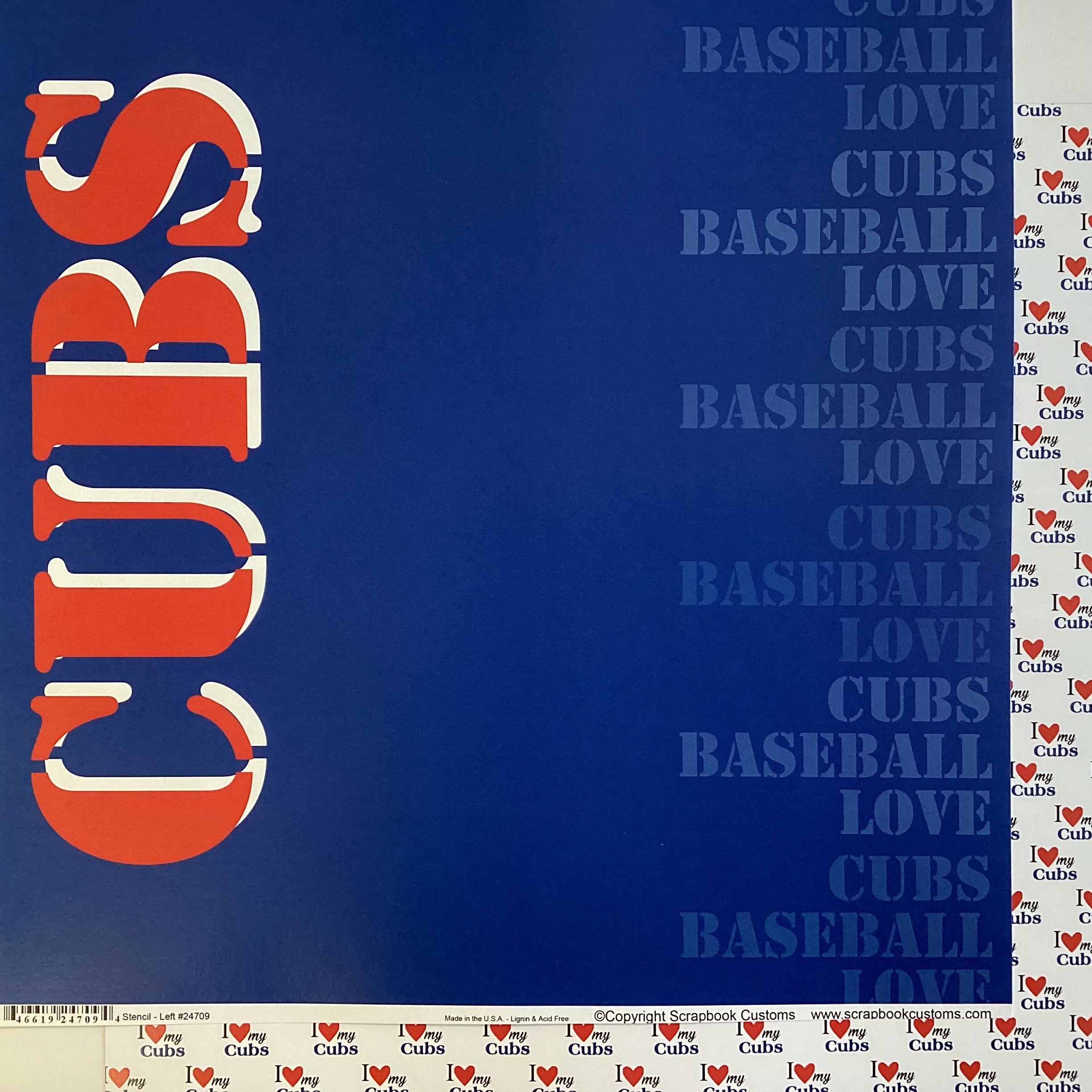 Scrapbooksrus CUBS BASEBALL 12"X12" Scrapbook Paper Kit 12 Sheets