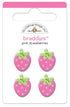 Doodlebug Berry Sweet PINK STRAWBERRIES Braddies 4pc