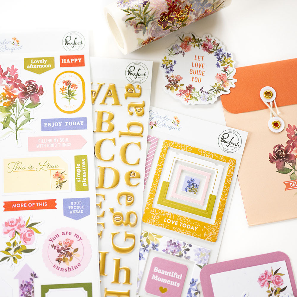 Pinkfresh Studio GARDEN BOUQUET Chipboard Frames 26pc