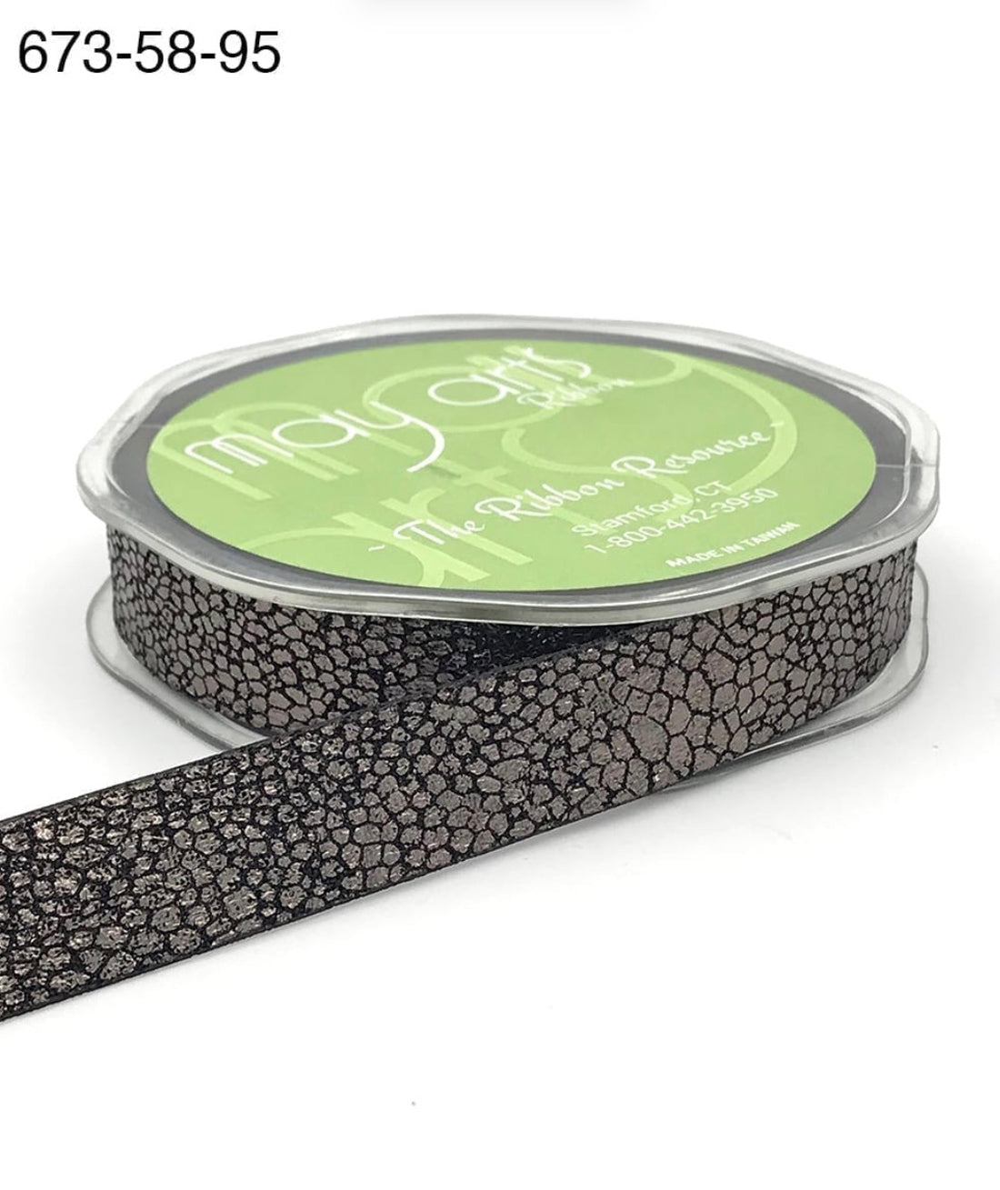 May Arts 5/8” METALLIC SNAKE SKIN Ribbon 1 Yard yd