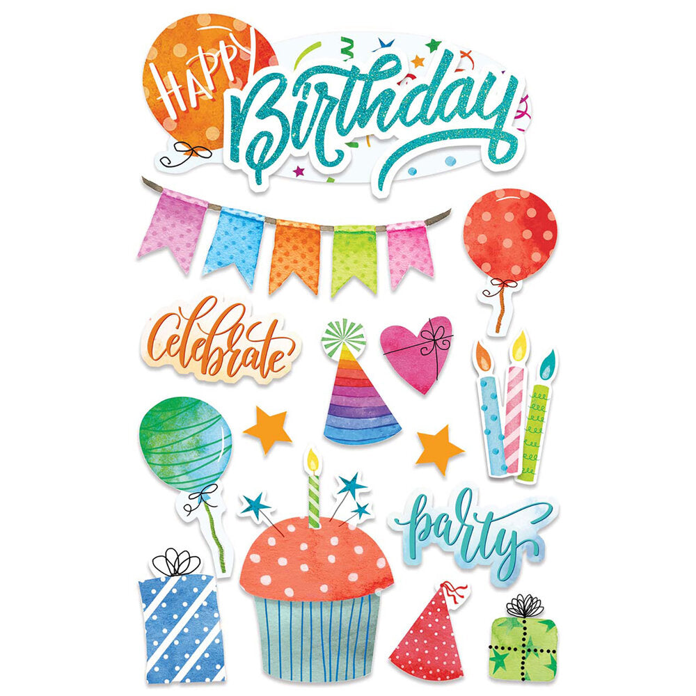 Paper House BIRTHDAY CELEBRATION 3D Stickers 15pc