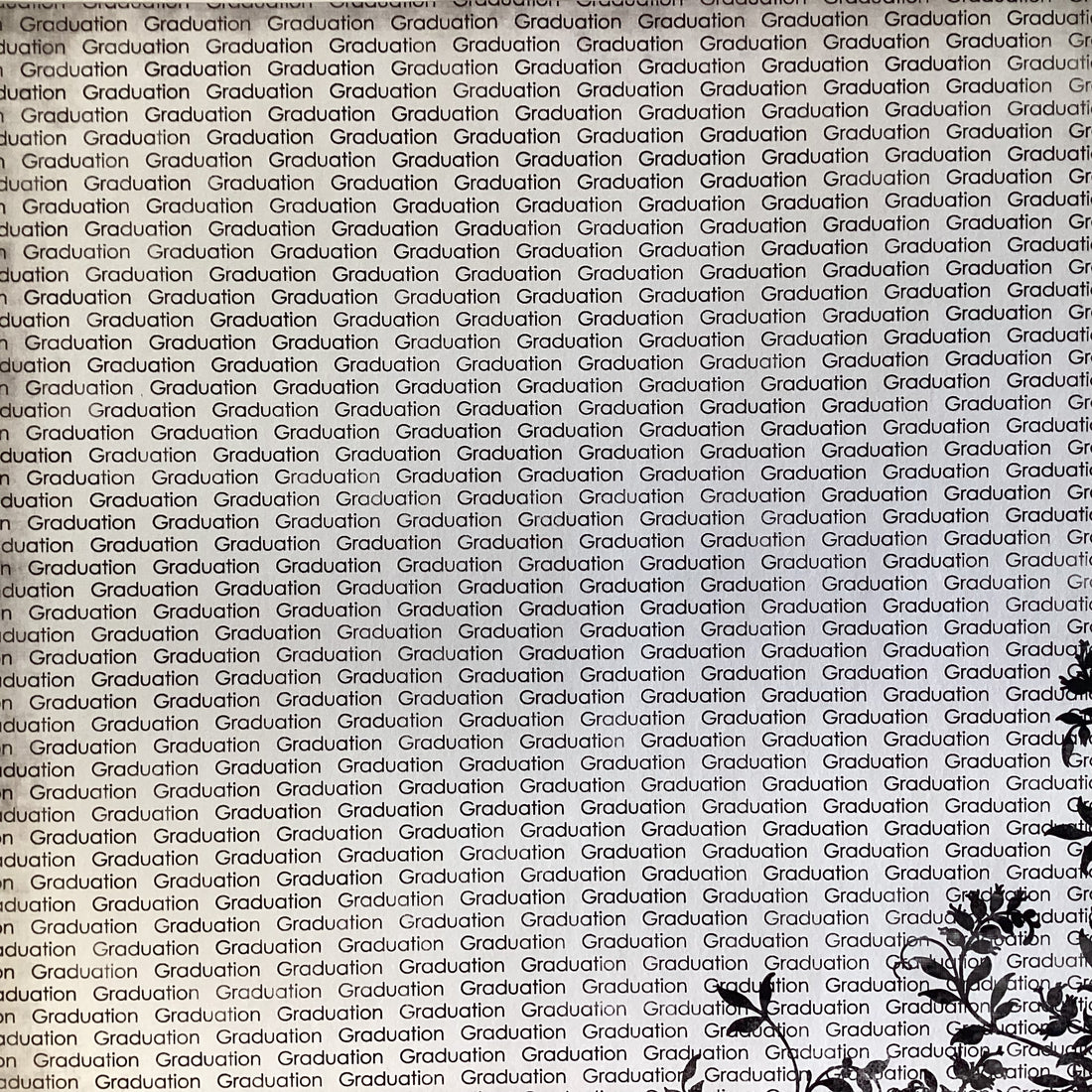GRADUATION FLORAL RIGHT BLACK School 12"X12" Scrapbook Paper