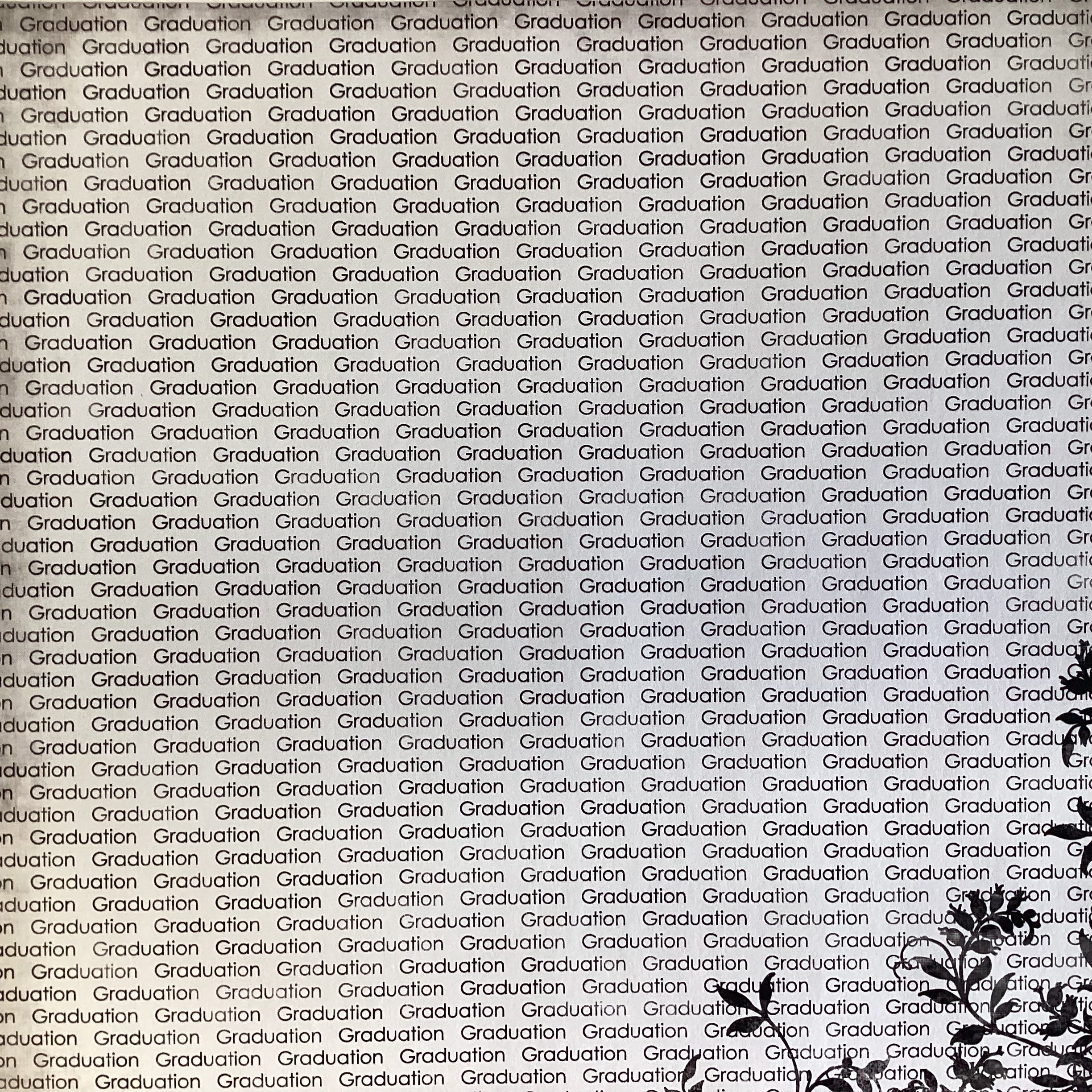 GRADUATION FLORAL RIGHT BLACK School 12"X12" Scrapbook Paper