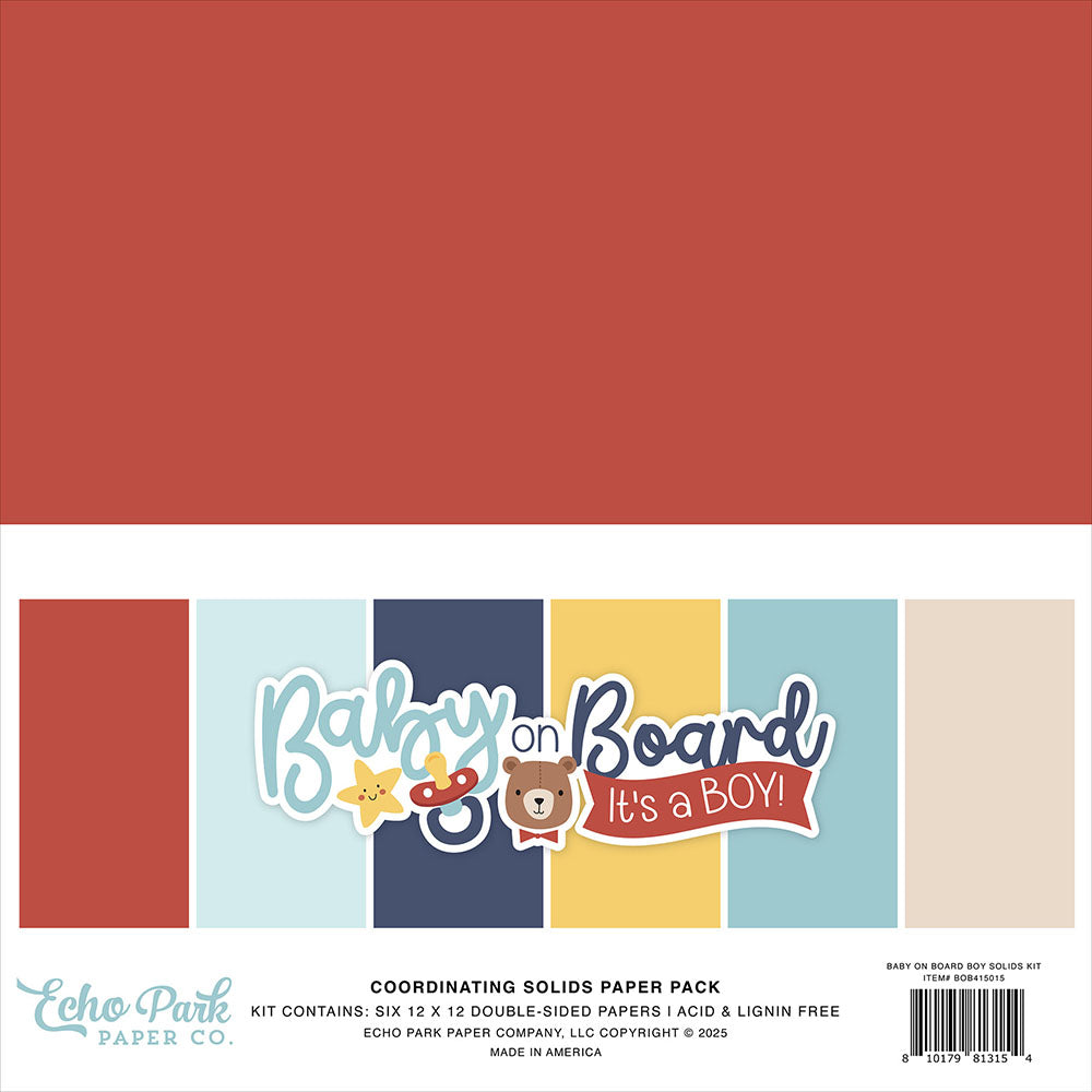 Echo Park Baby On Board IT’S A BOY 12"X12" Solids Paper Pack