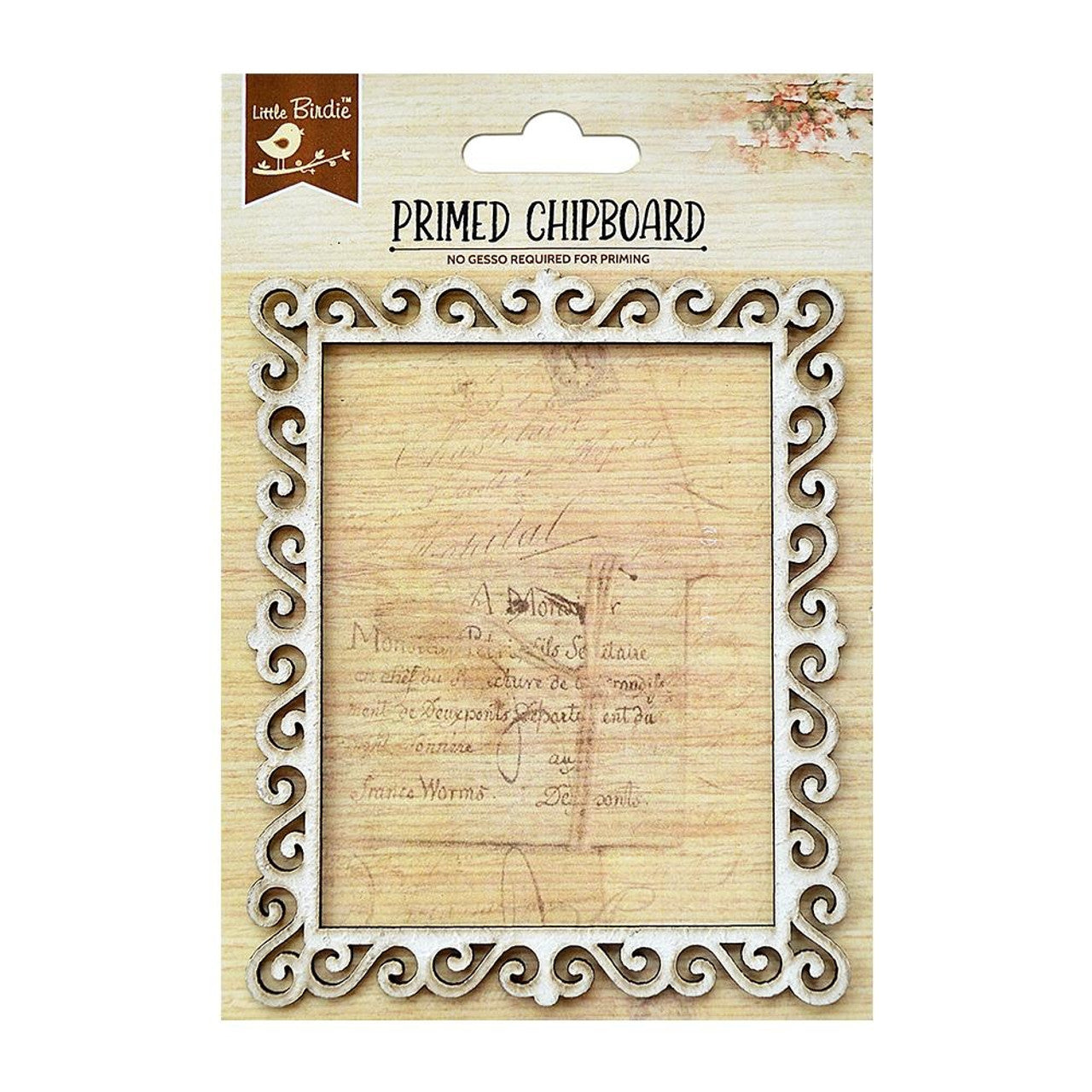 Birdie Primed Chipboard RECTANGLE FRAME 1pc
