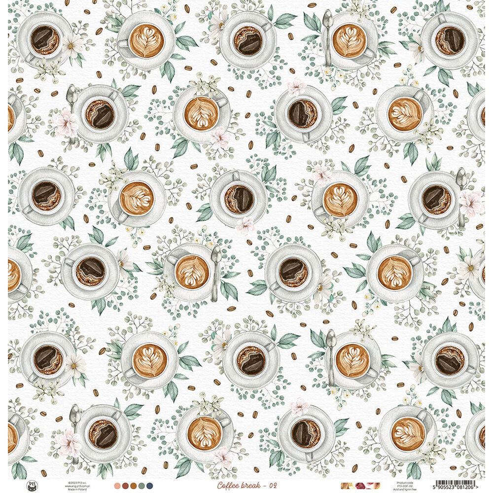 P13 COFFEE BREAK 02 12"X12" Breakfast Pastries Scrapbook Paper Las Vegas Scrapbooksrus