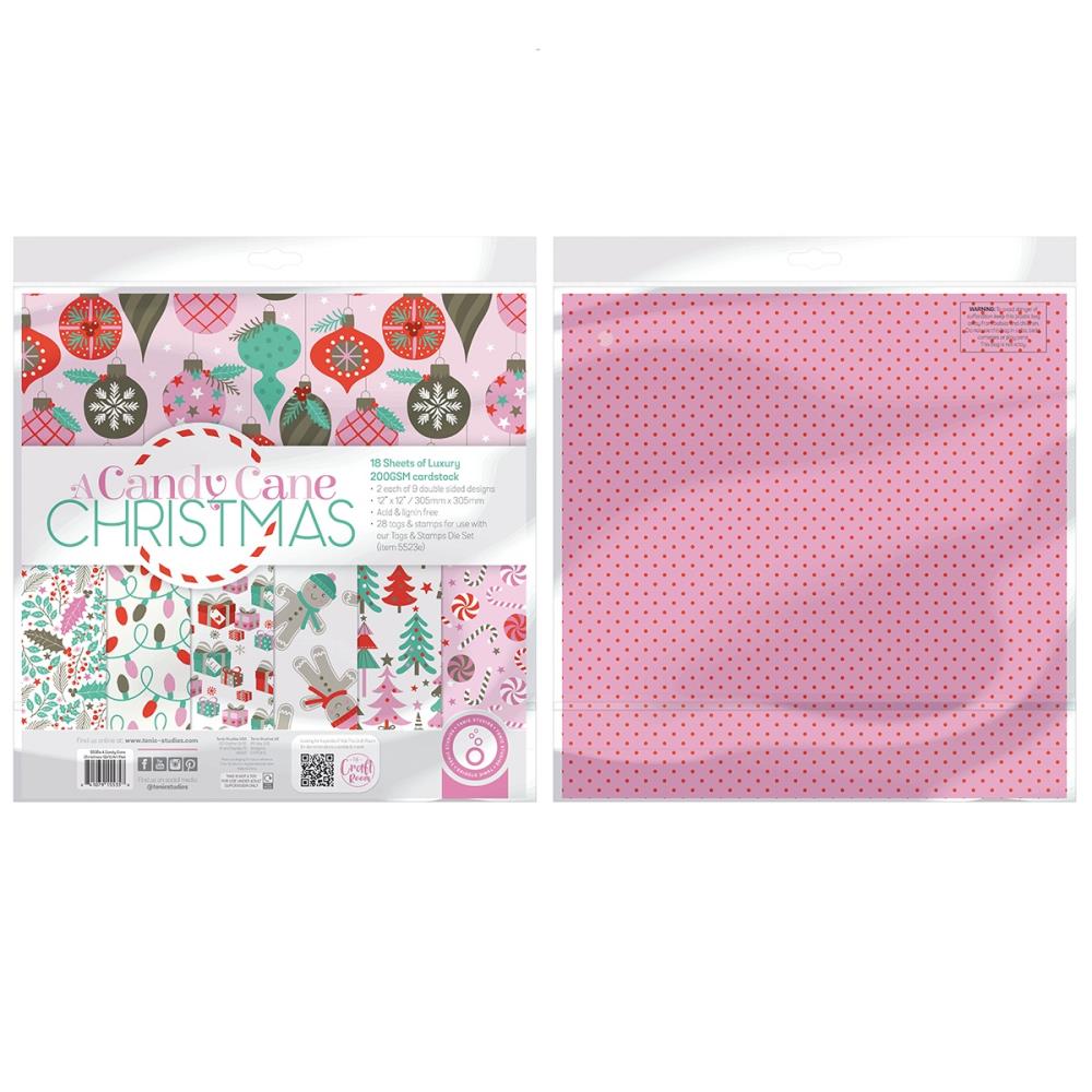 Tonic Studios A CANDY CANE CHRISTMAS 12”X12” Scrapbook Paper Pad