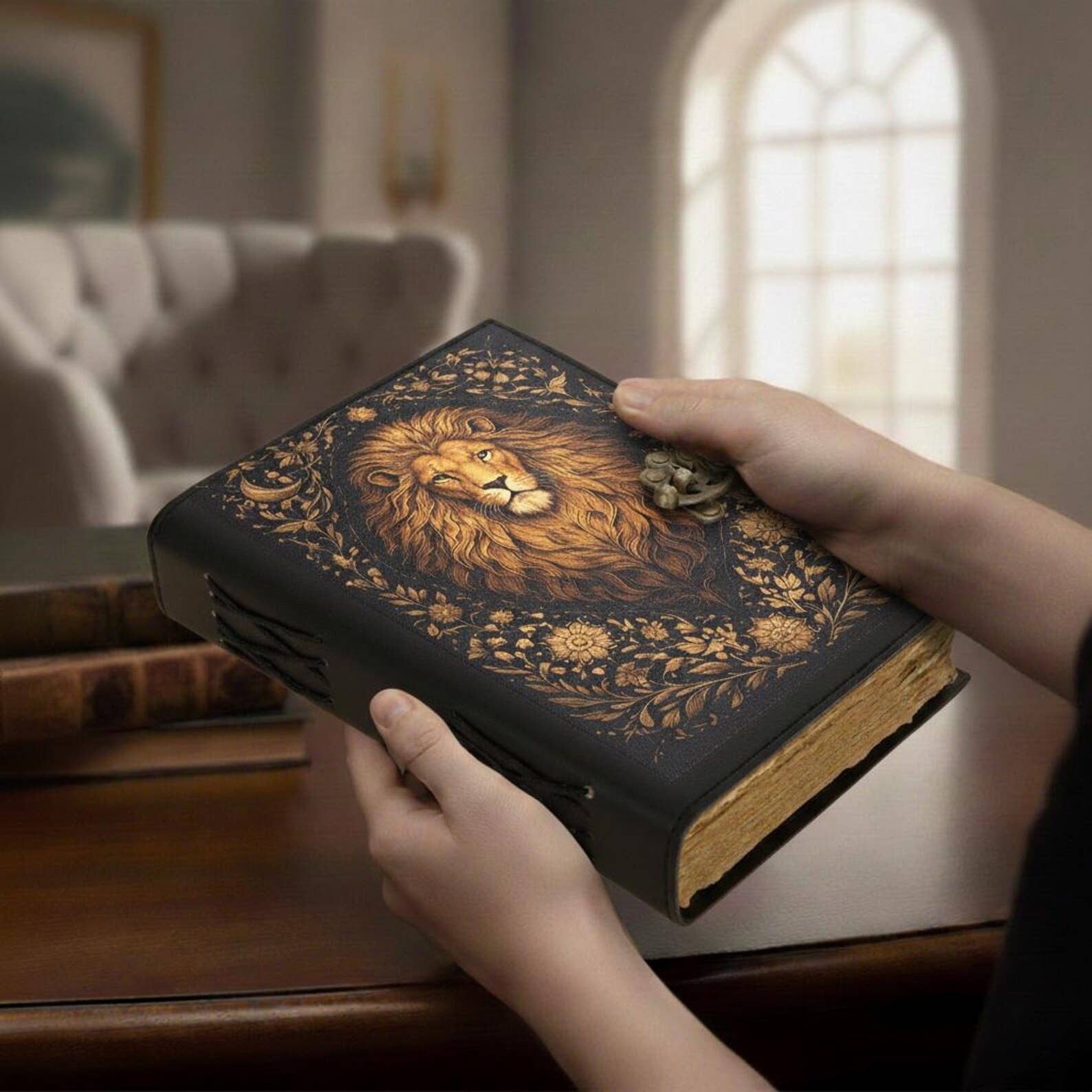 Soft Leather MAJESTIC LION Journal Handmade Vintage Blank A7