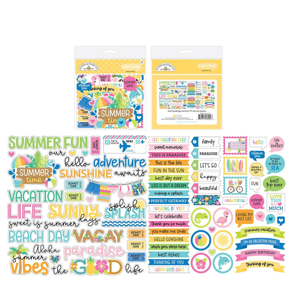 Doodlebug SUMMER FUN Chit Chat Diecut Pack 91pc