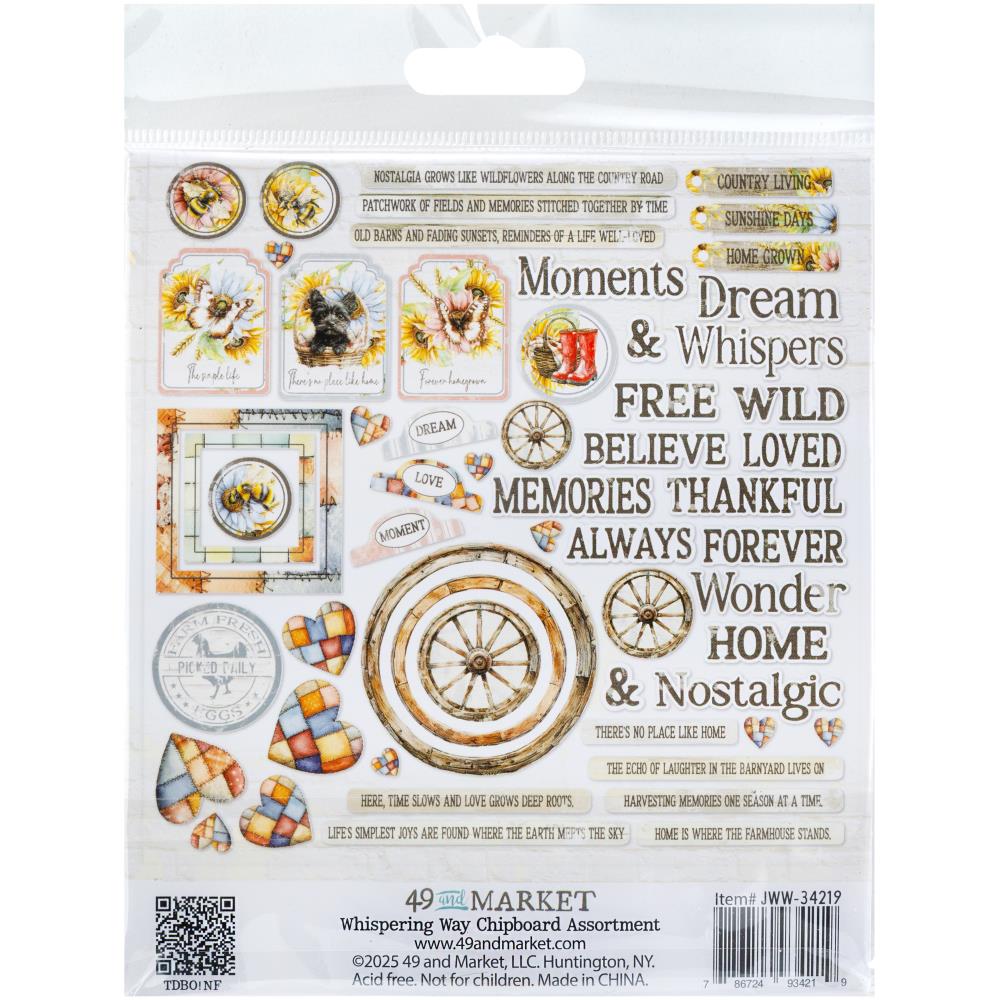49 and Market WHISPERING WAY Chipboard Assortment 58pc