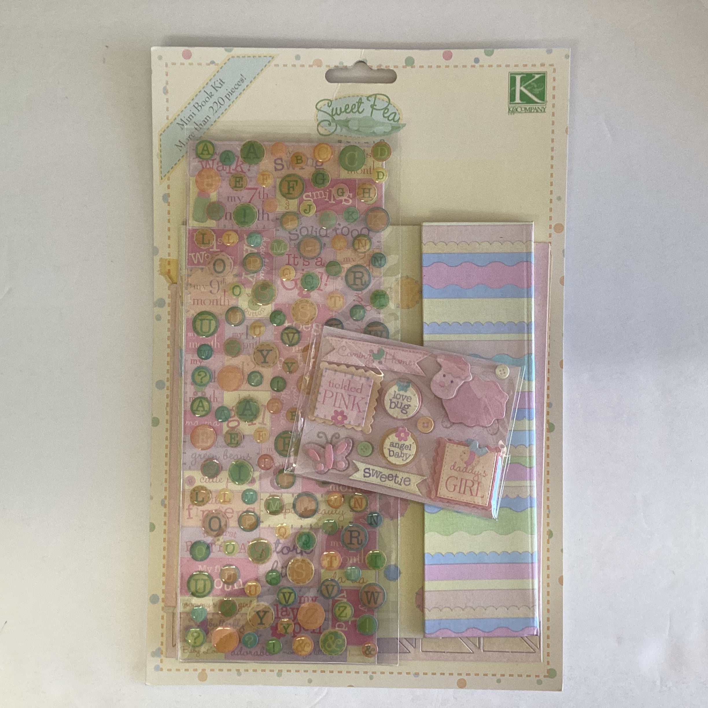 K&Company Sweet Pea BABY GIRL 6.5”X5.5” Mini Scrapbook Kit 220pc
