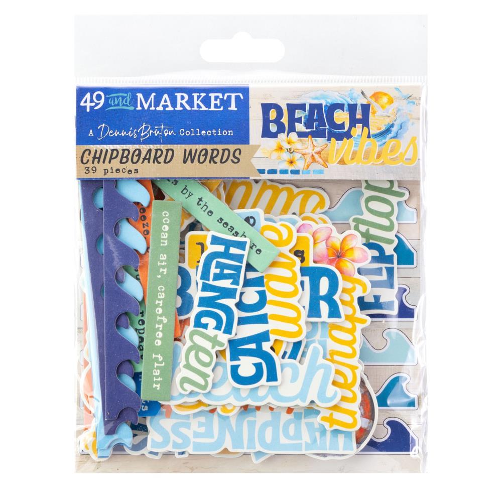 49 and Market BEACH VIBES Chipboard Words 39pc
