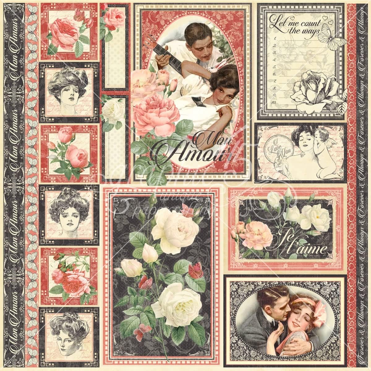 Graphic 45 MON AMOUR COLLECTOR’S EDITION 12”X12” Scrapbook Paper Pack