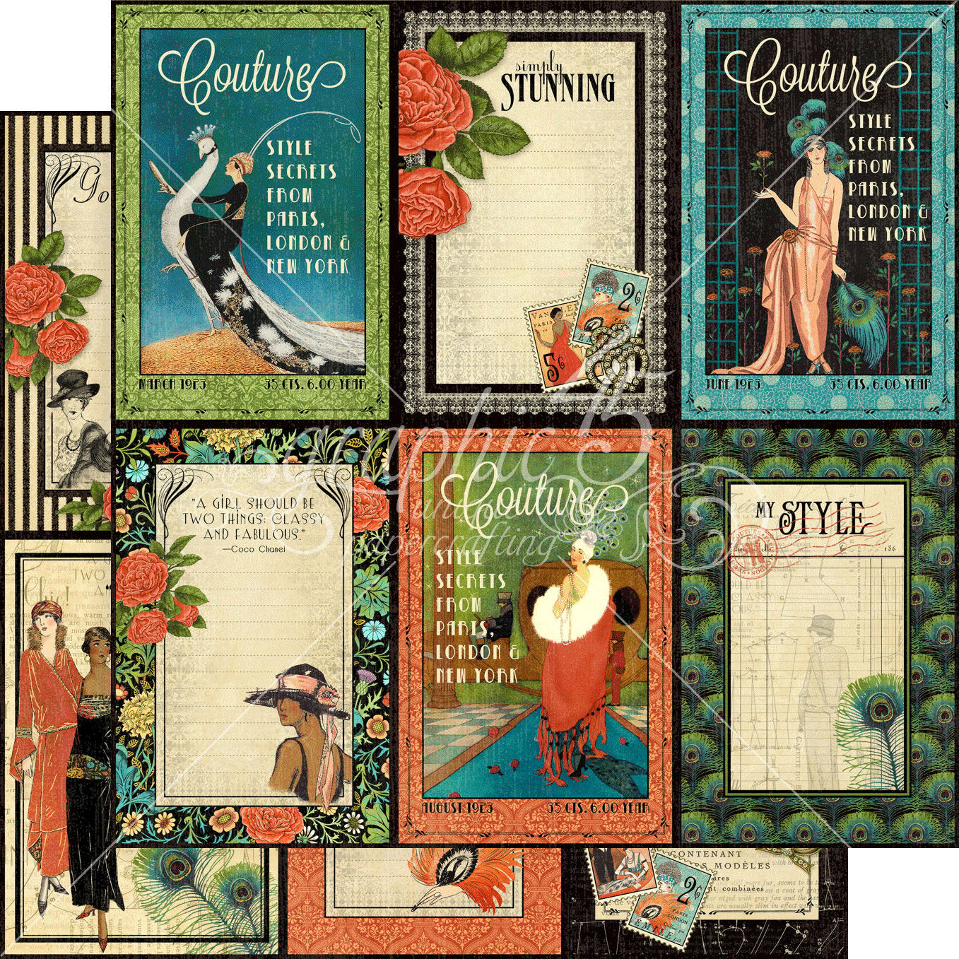 Graphic 45 COUTURE DELUXE COLLECTOR’S EDITION 12”X12” Scrapbook Set