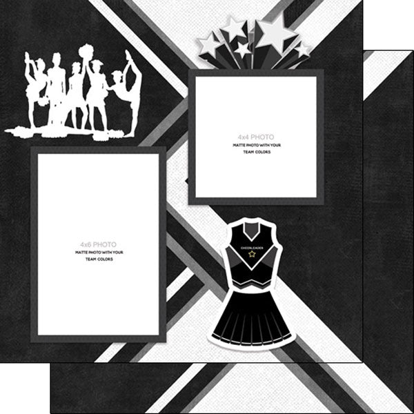 Scrapbook Customs CHEER QUICK PAGES 12"X12" Cheerleading Paper 2pc