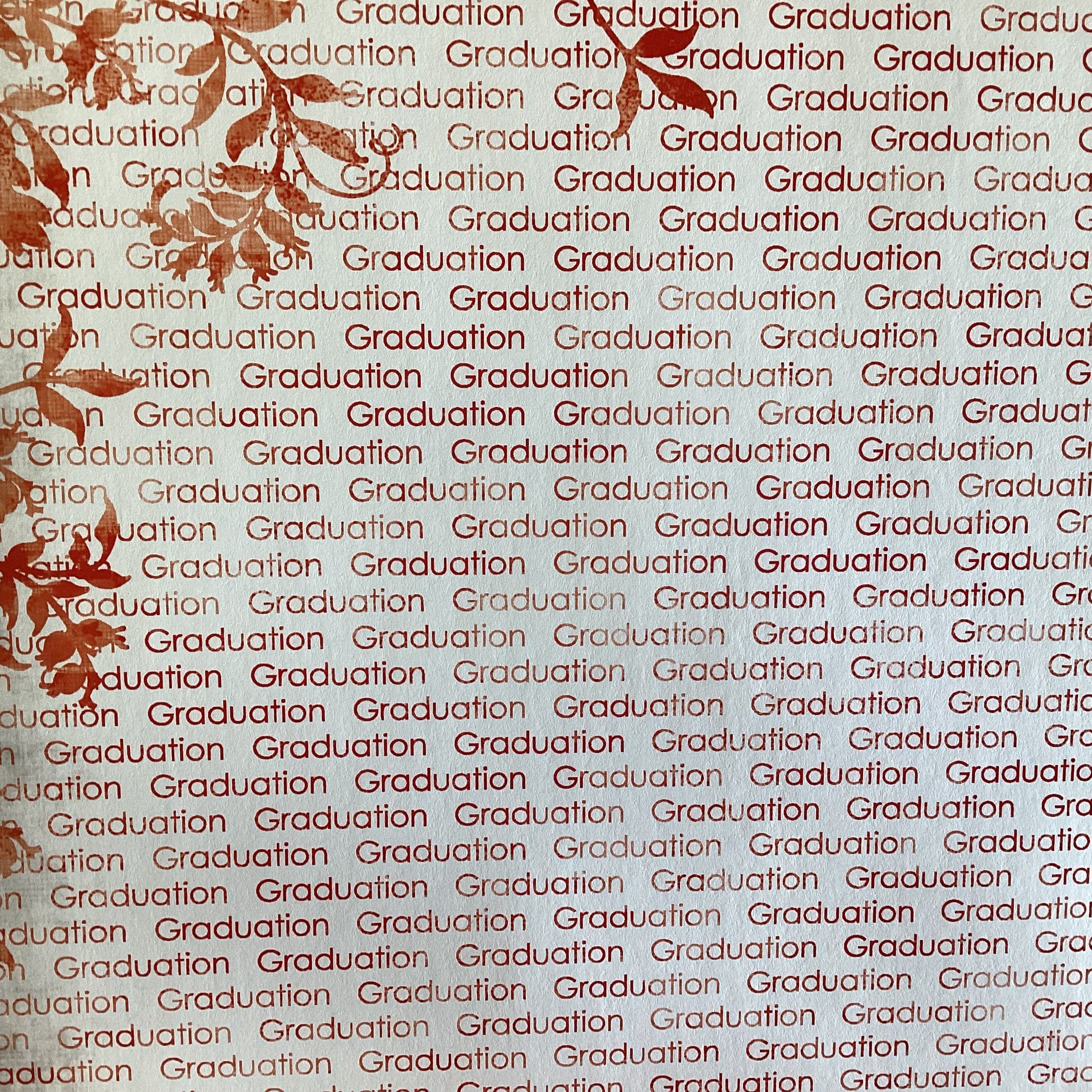 GRADUATION FLORAL LEFT RED School 12"X12" Scrapbook Paper