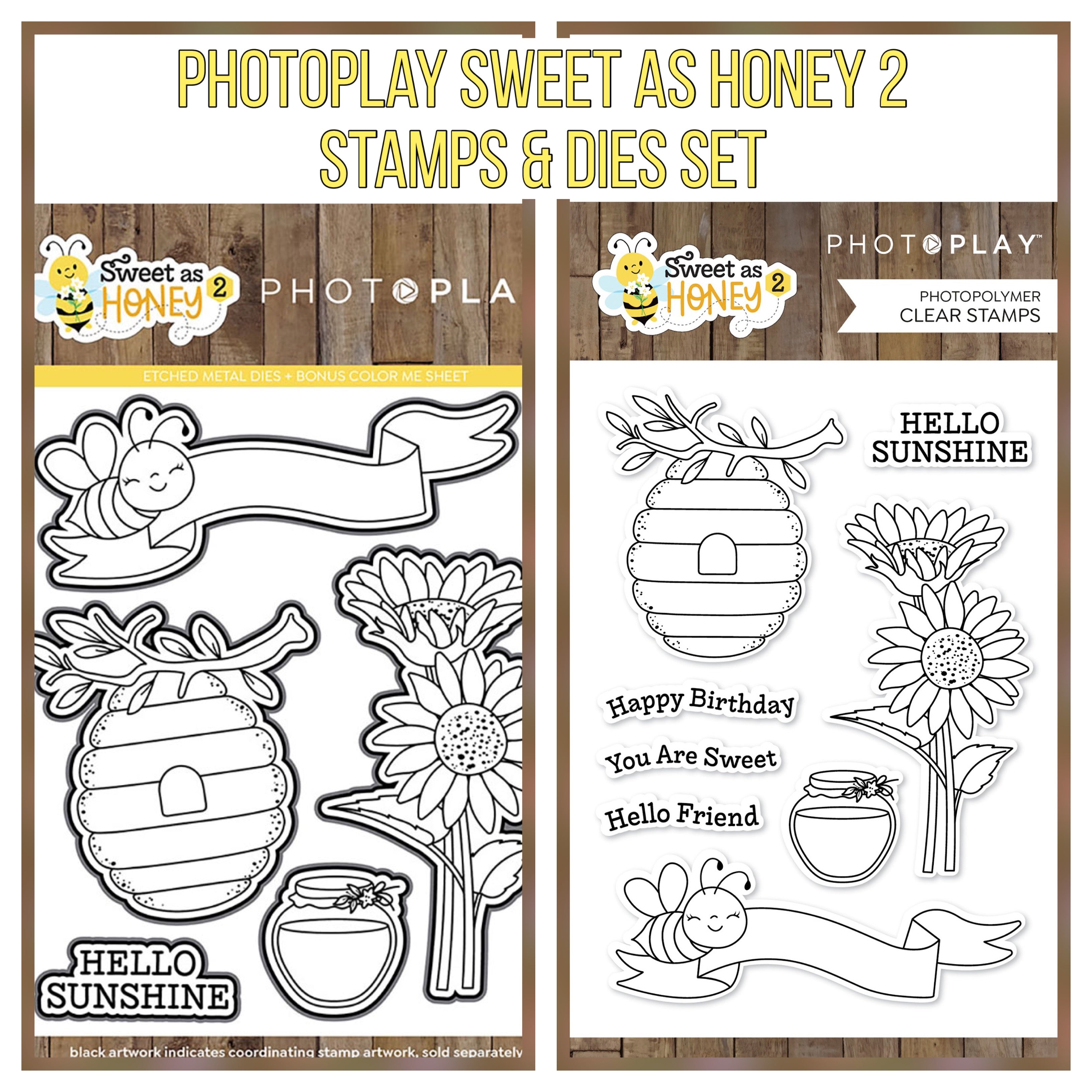 Photoplay SWEET AS HONEY 2 Stamps & Dies Set