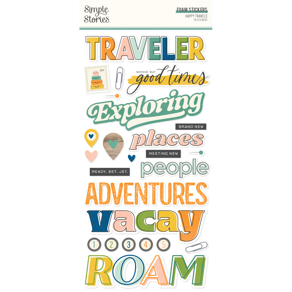 Simple Stories HAPPY TRAVELS FOAM STICKERS 28pc