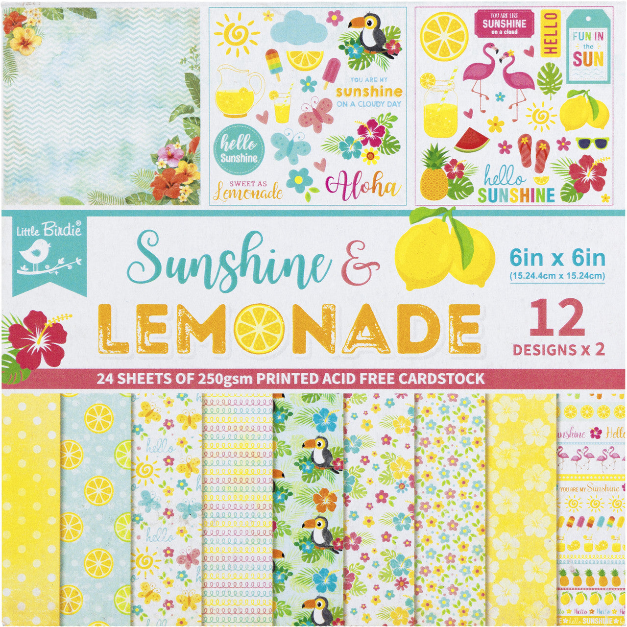 Little Birdie SUNSHINE & LEMONADE 6”X6” Cardstock Pad