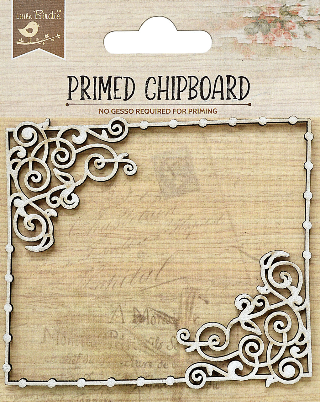 Birdie Primed Chipboard FILIGREE SWIRLS 1pc