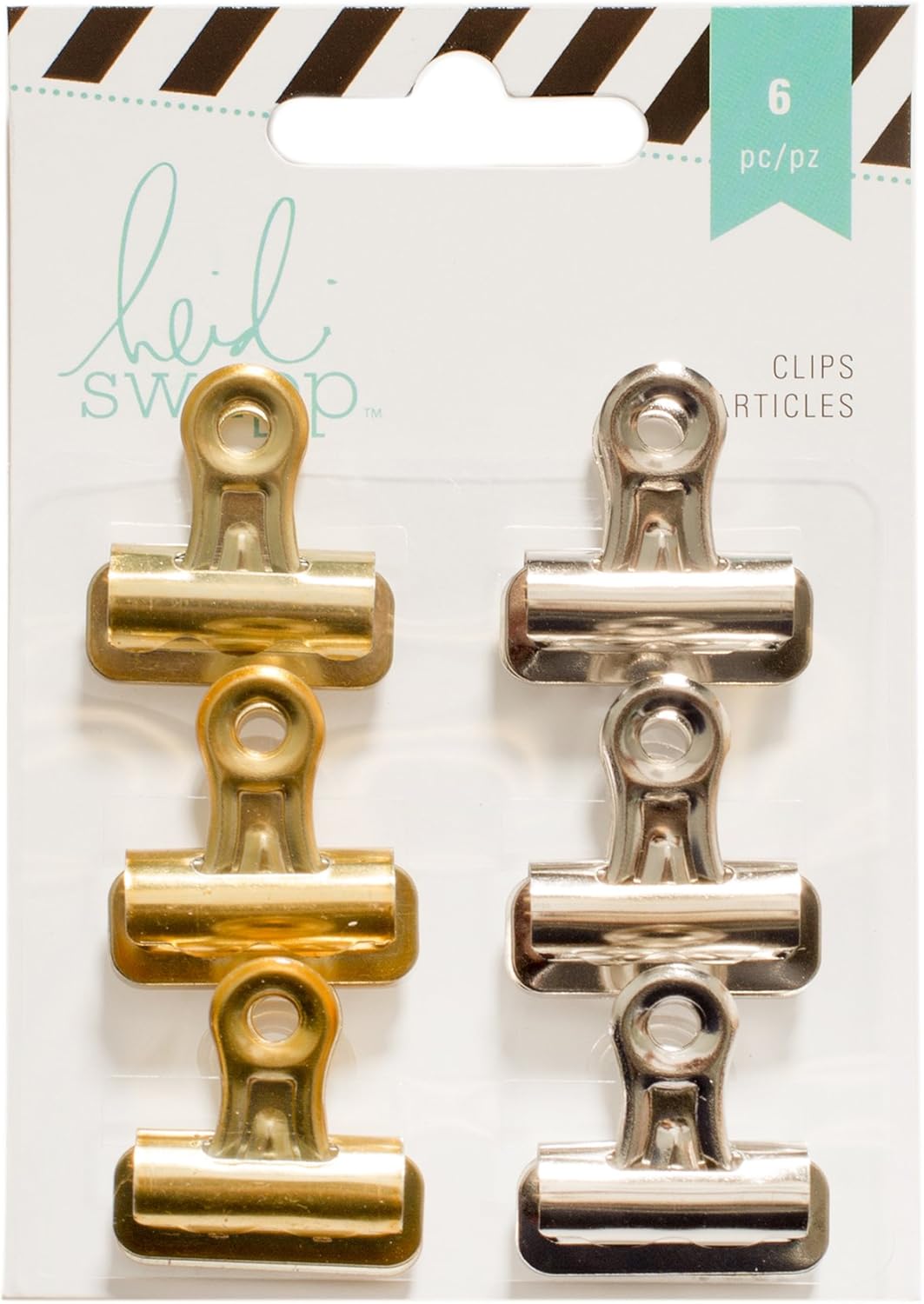 Heidi Swapp SILVER & GOLD Bulldog Clips 6pc