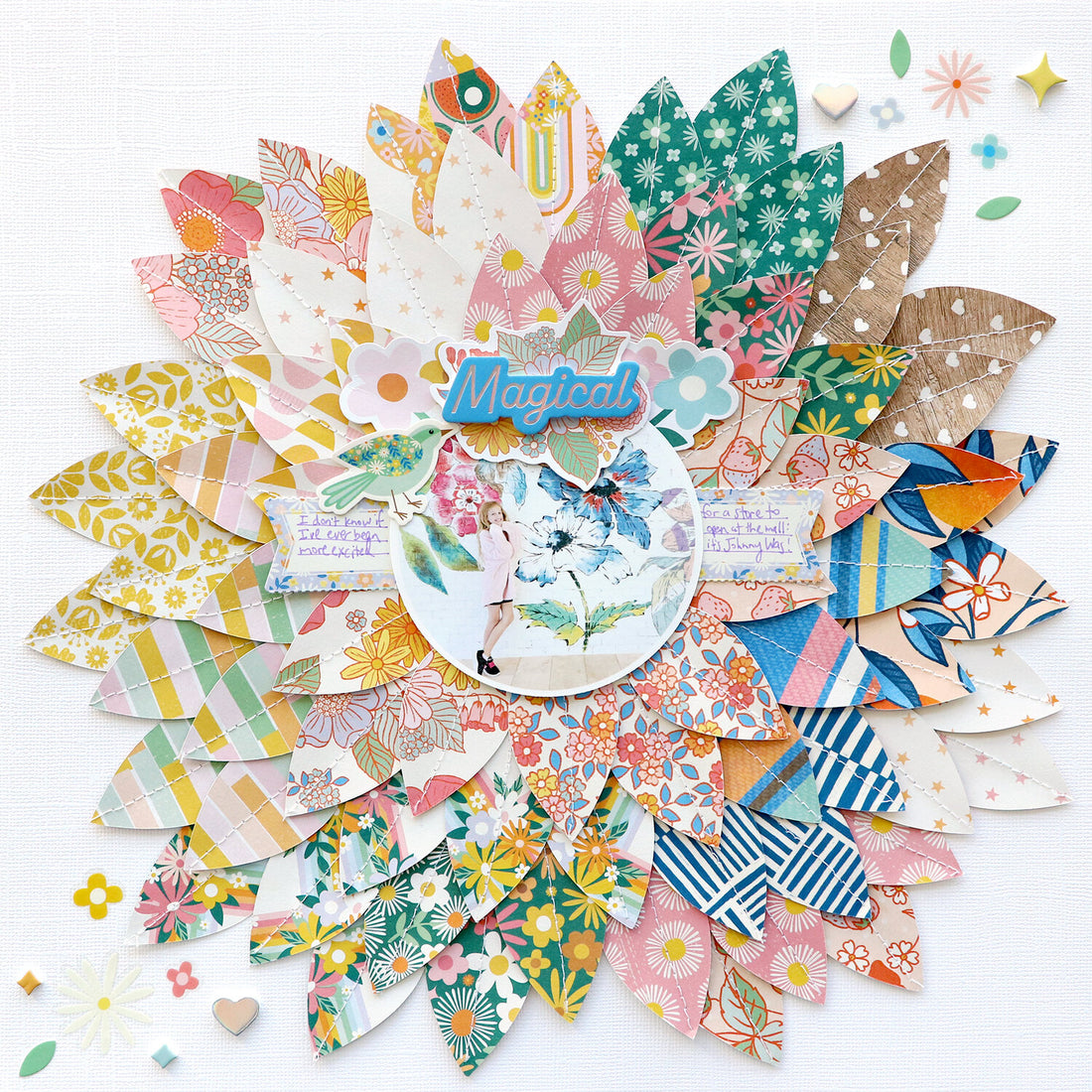 Jen Hadfield Flower Child ORANGE YOU HAPPY 12”X12” Scrapbook Paper