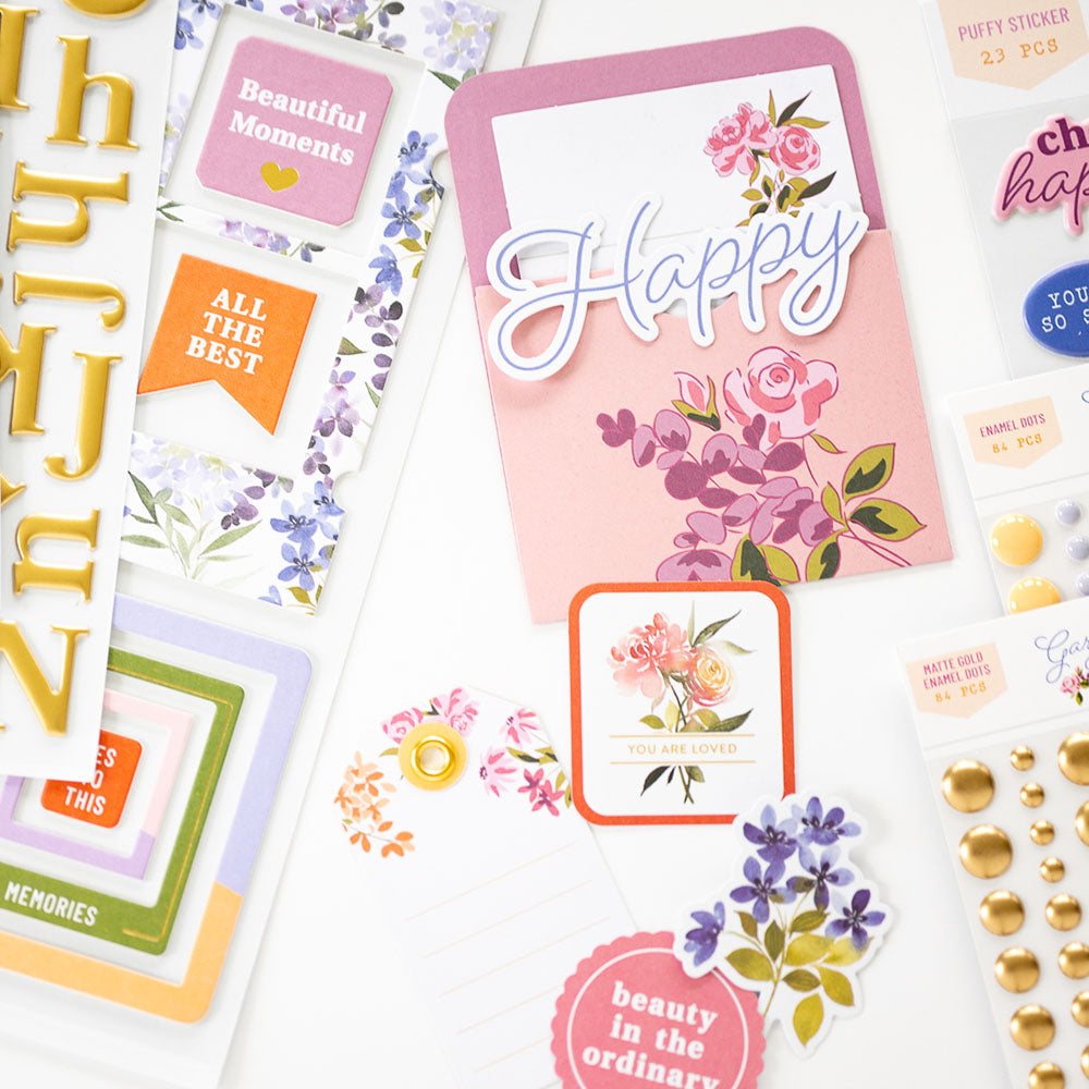 Pinkfresh Studio GARDEN BOUQUET Journaling Bits 14pc