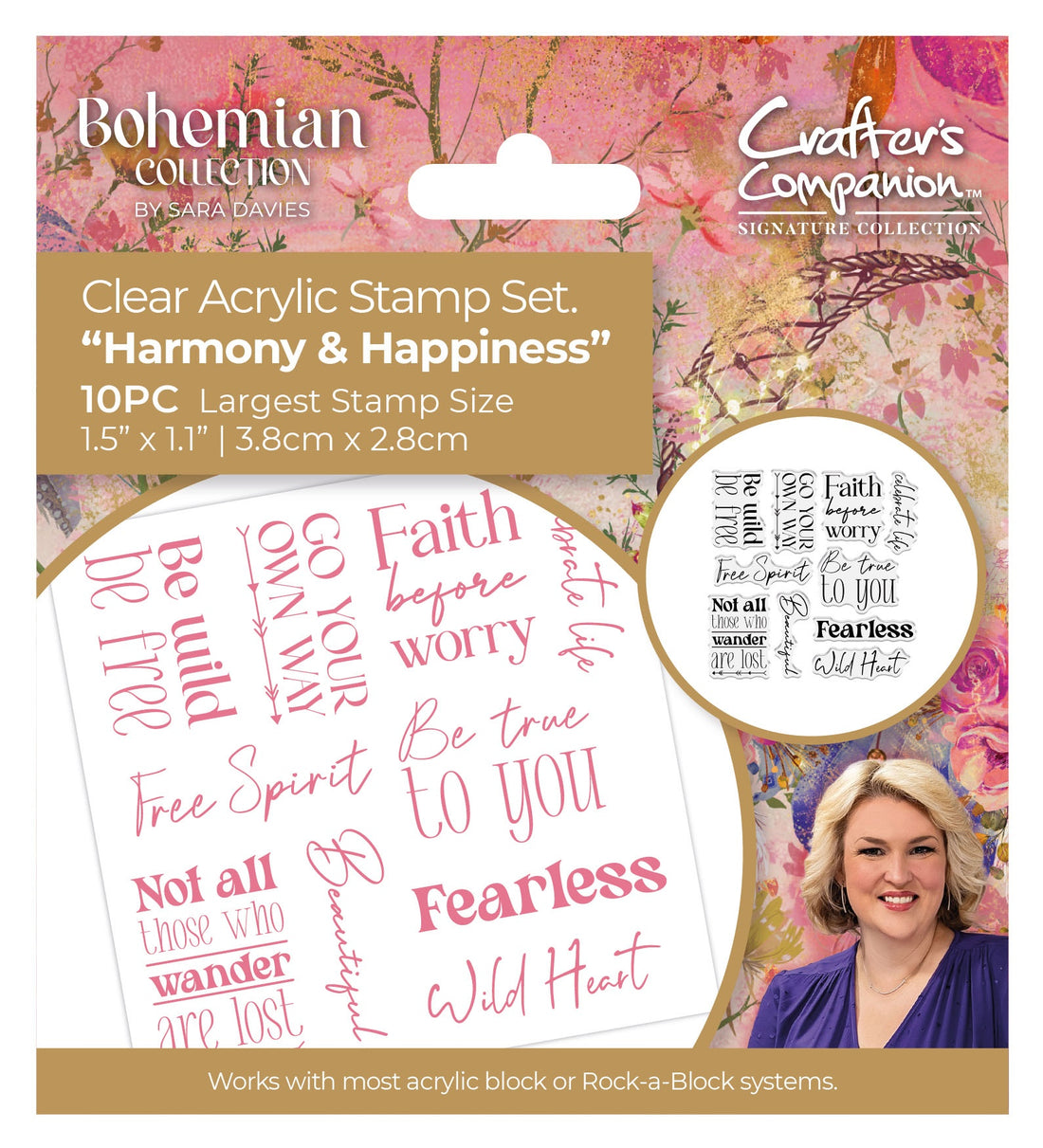 Crafters Companion HARMONY & HAPPINESS Bohemian Stamp Set
