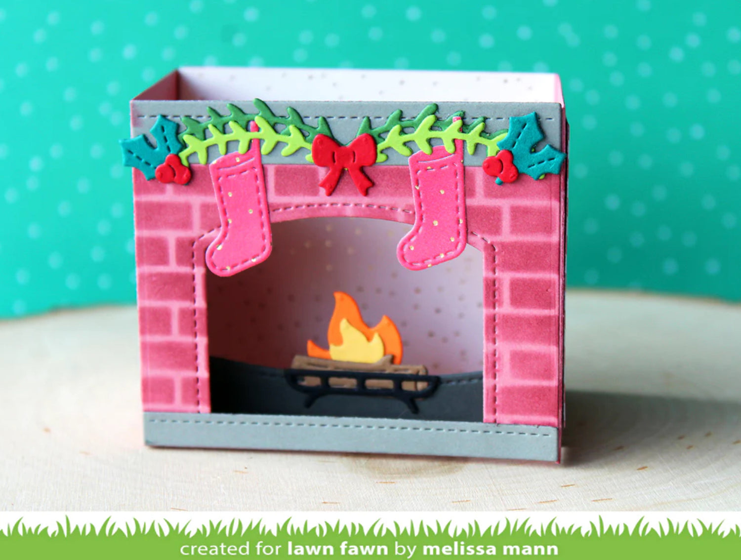 Lawn Fawn Cuts Shadow Box Card FIREPLACE ADD-ON Craft Dies