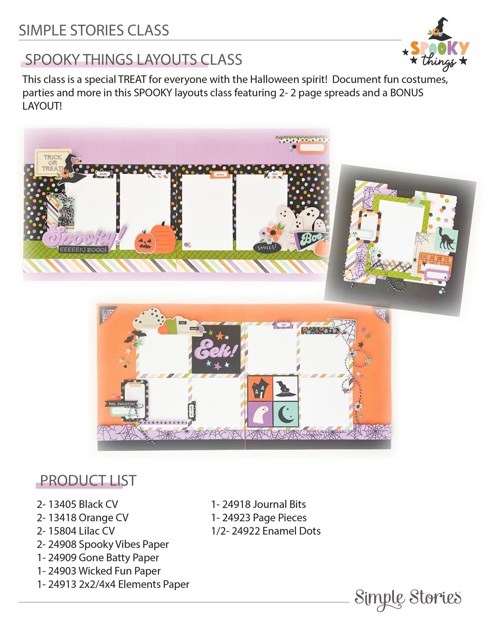Simple Stories SPOOKY THINGS Scrapbook Class @Scrapbooksrus