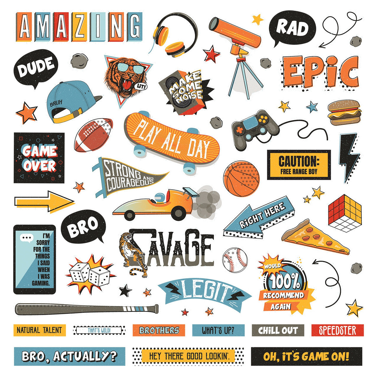 Photoplay BRO’S AMAZING 12X12 Element Stickers