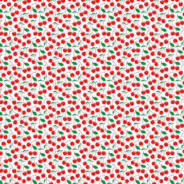 Scrapbook Customs CHERRIES & BLOSSOMS FRUIT 12"X12" Scrapbook Paper