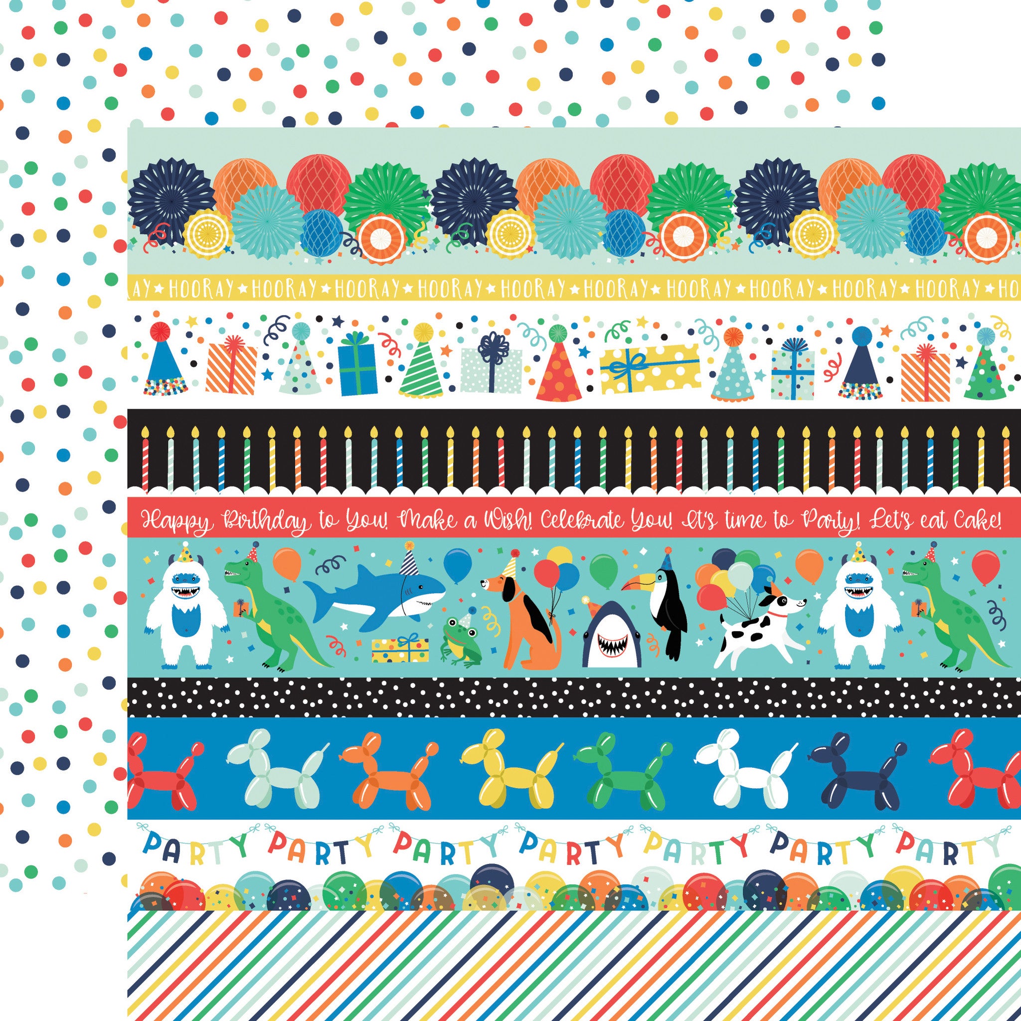 Echo Park It’s Your Birthday Boy BORDER STRIPS 12"X12" Scrapbook Paper