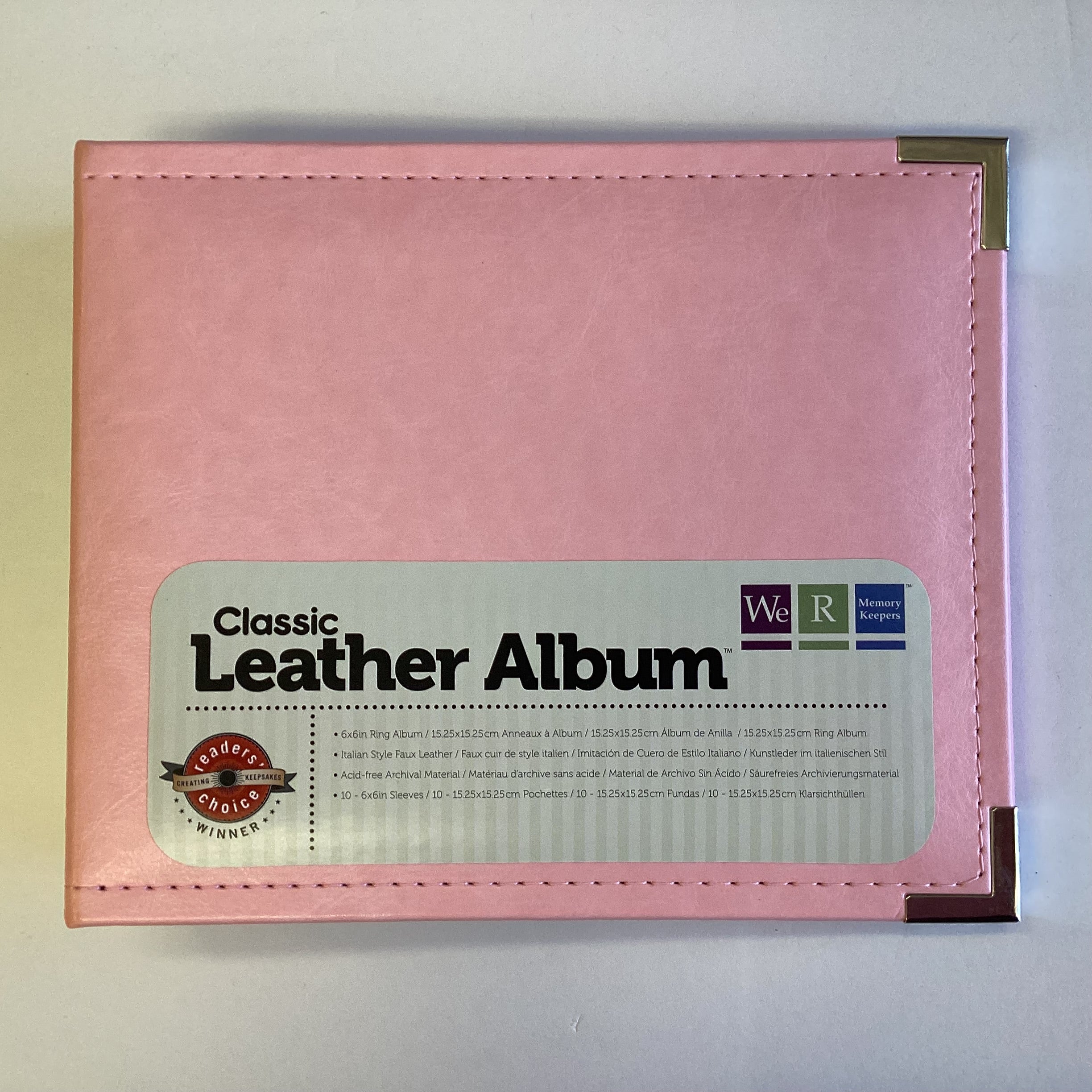 WeR Classic Leather PRETTY PINK 6"X6" Scrapbook Album