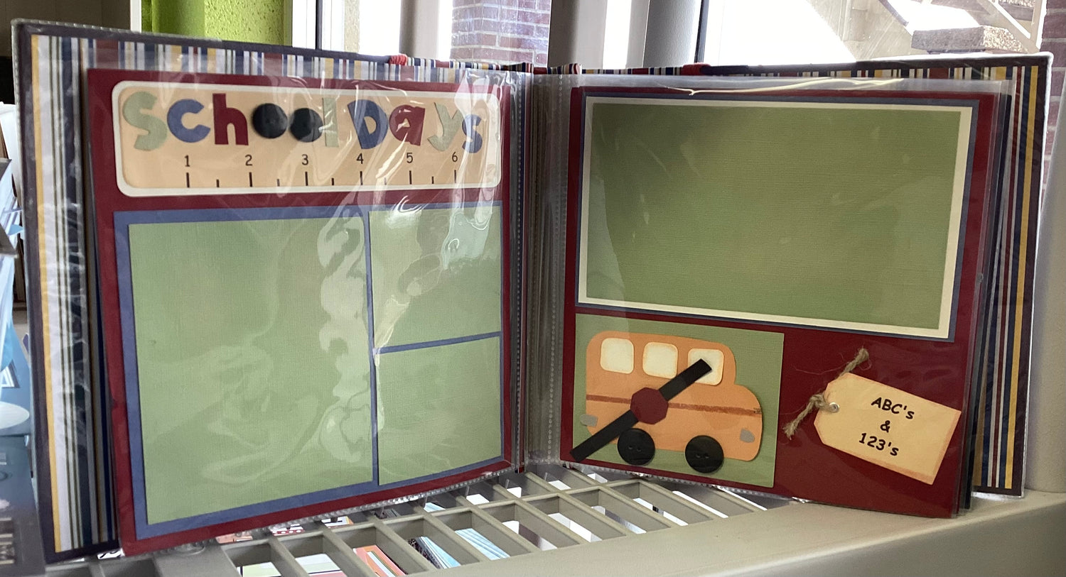 PREMADE ABC SCHOOL 8"X8” Postbound Scrapbook Album