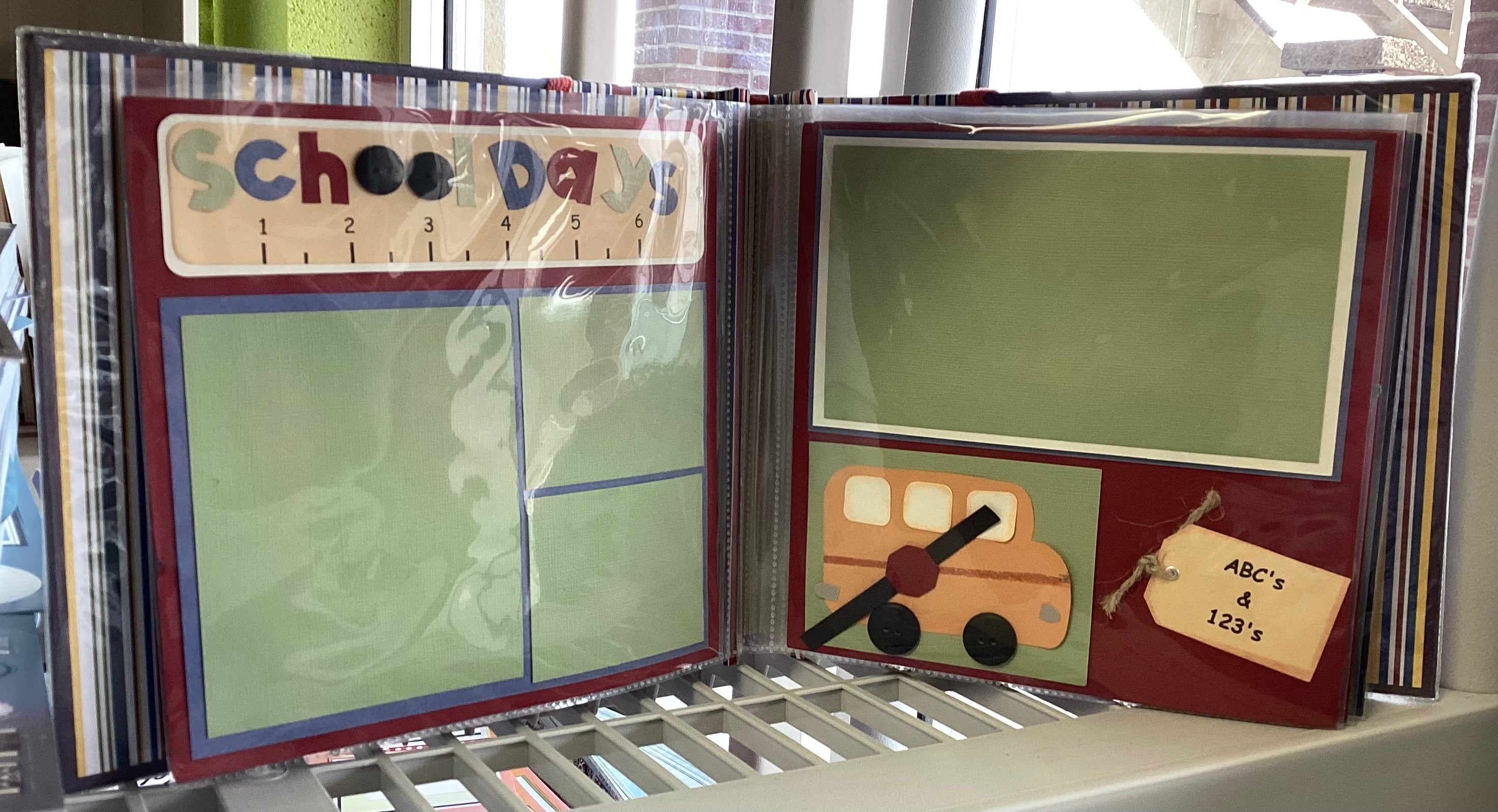 PREMADE ABC SCHOOL 8"X8” Postbound Scrapbook Album