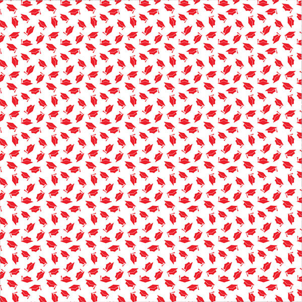 Scrapbook Customs GRADUATE WORDS & CAPS 12"X12" Scrapbook Paper