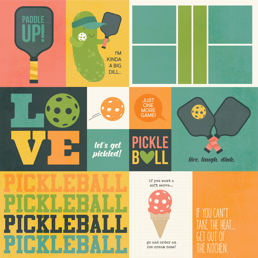 Simple Stories PICKLEBALL ELEMENTS 12X12 Scrapbook Paper