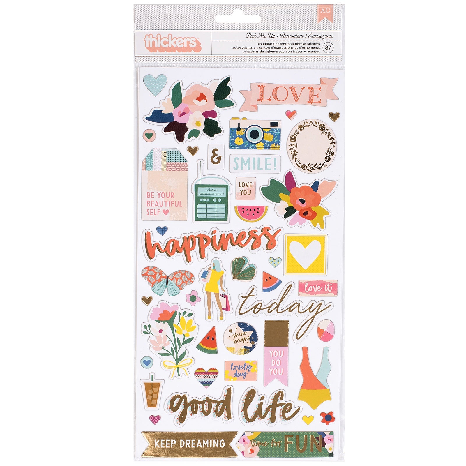 Thickers Pink Paislee Paige Evans PICK ME UP Chipboard Accent & Phrase Stickers