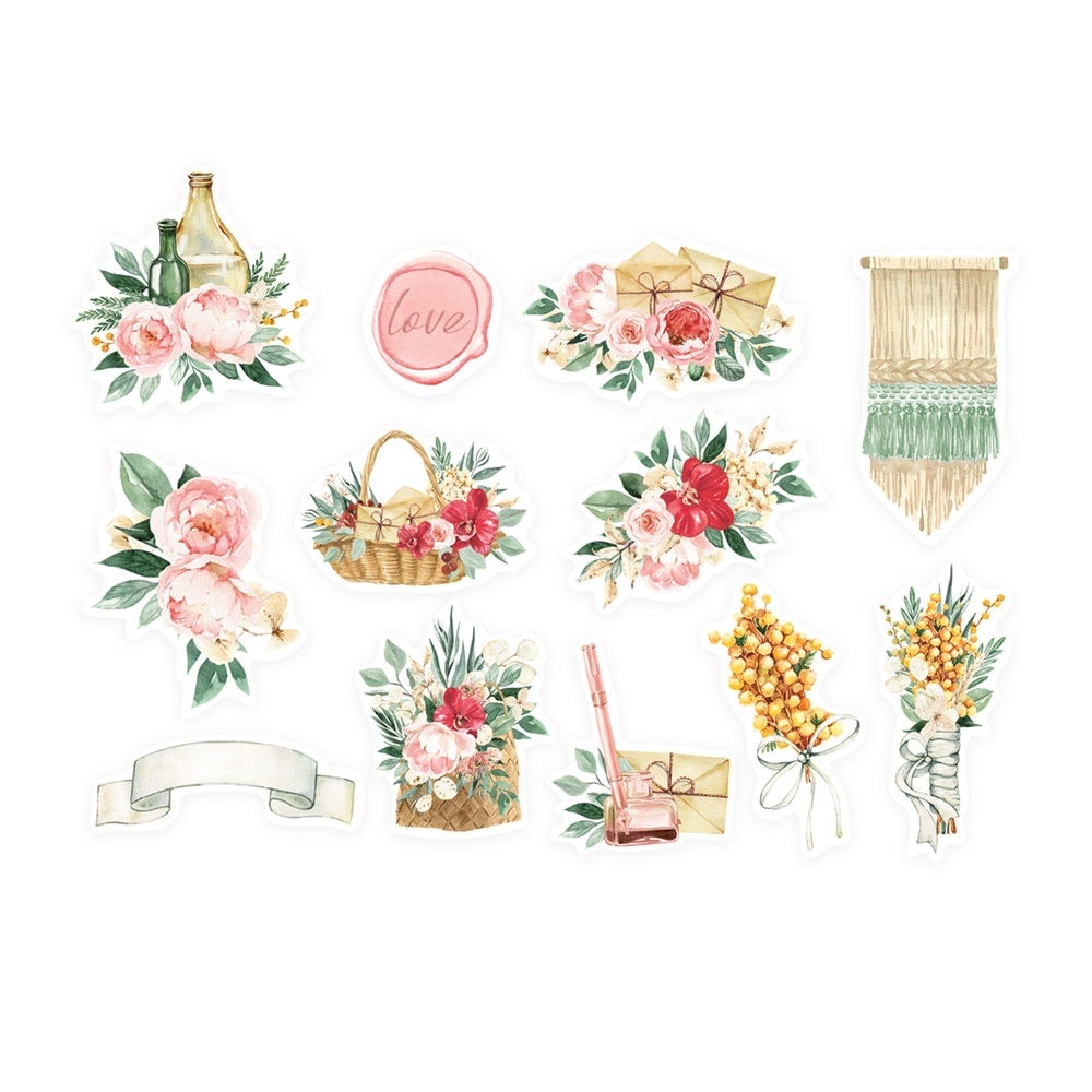 P13 FLOWERISH Ephemera Bits & Pieces 12pc