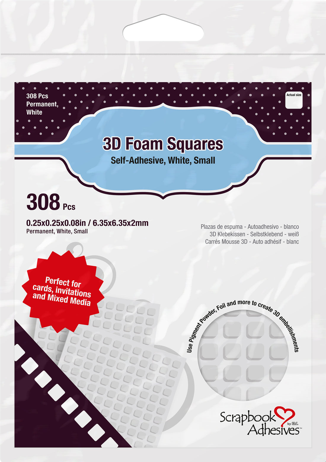 Scrapbook Adhesives 3D FOAM SQUARES Permanent White