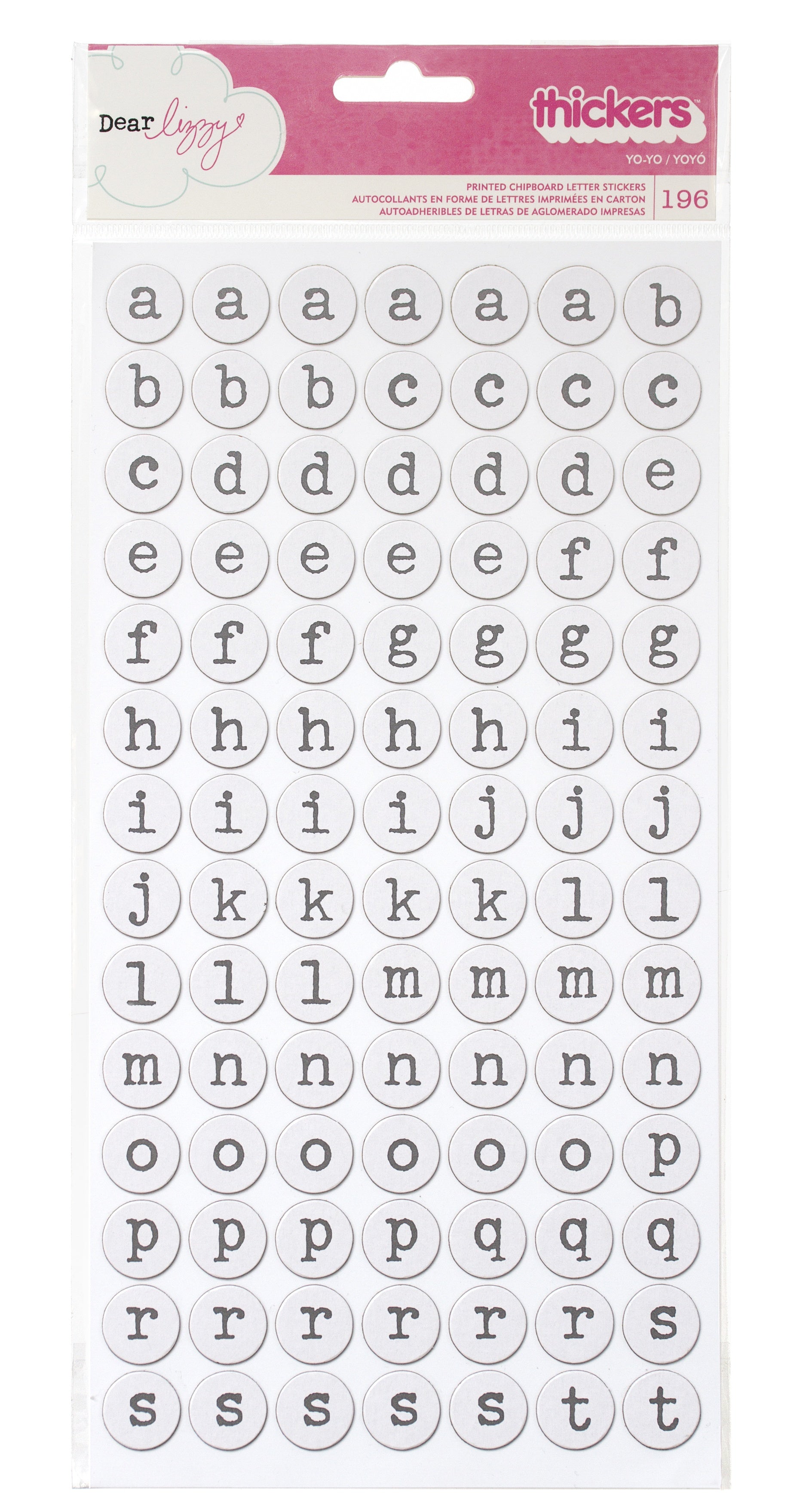 Thickers Dear Lizzy Daydreamer YO-YO Chipboard Letter Stickers