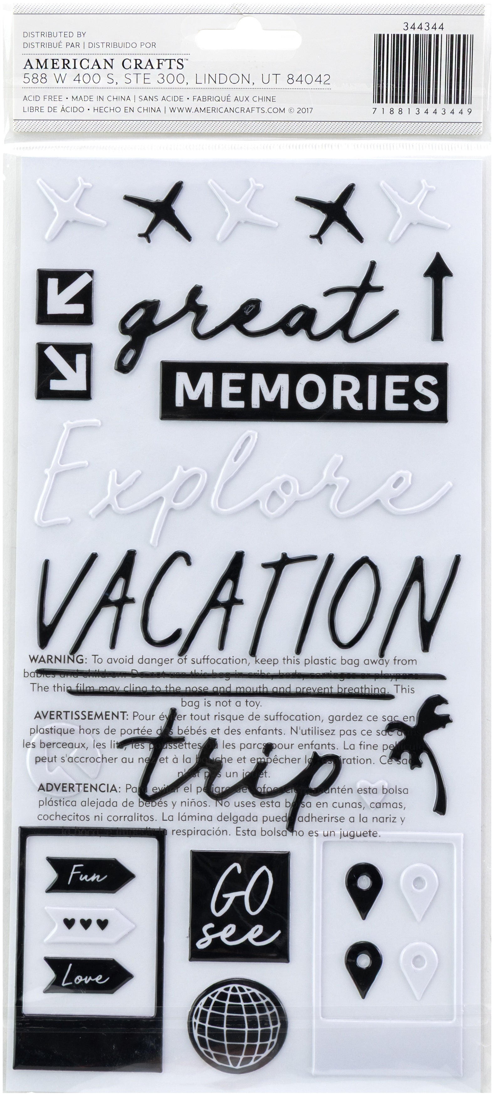 Thickers Crate Paper Here There Everywhere WANDER Glossy Puffy Phrase Stickers