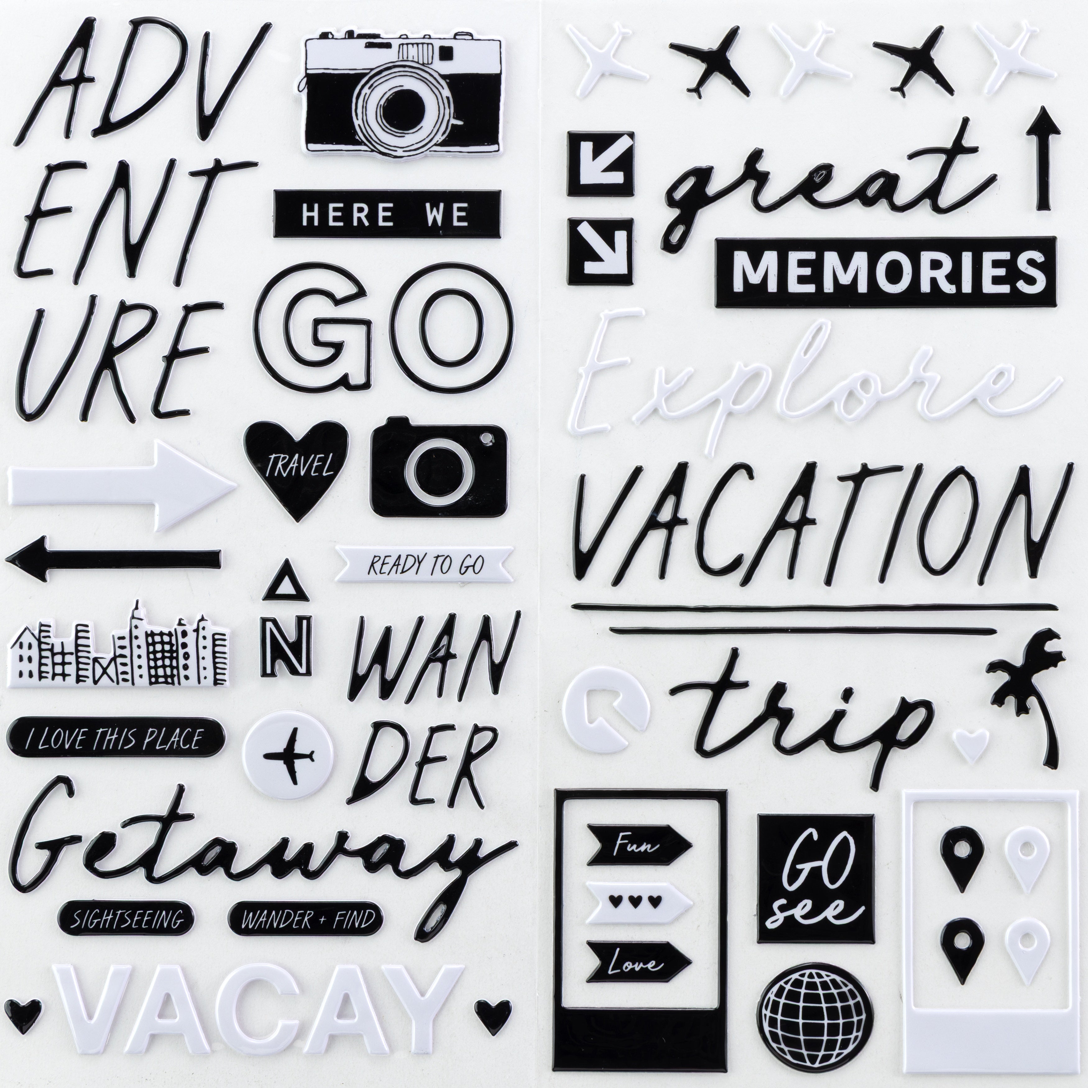 Thickers Crate Paper Here There Everywhere WANDER Glossy Puffy Phrase Stickers