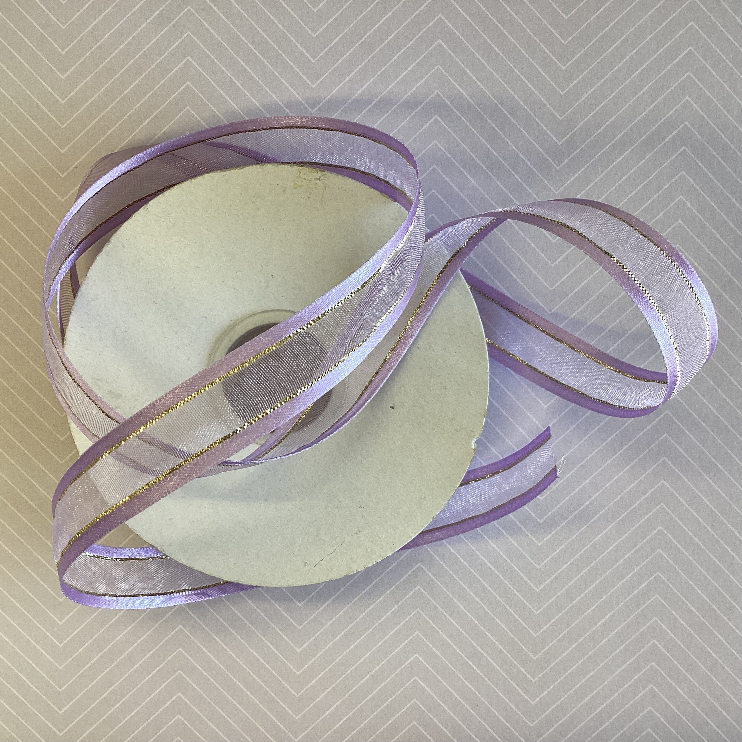 May Arts 5/8" Sheer Organza Satin Gold Edge Ribbon 1 yard