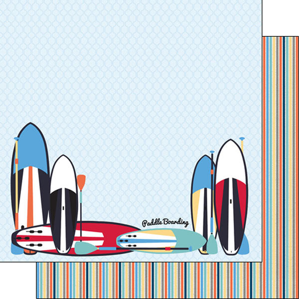 Scrapbooksrus PADDLE BOARD KIT 12"x12" Scrapbook Paper Stickers 5pc
