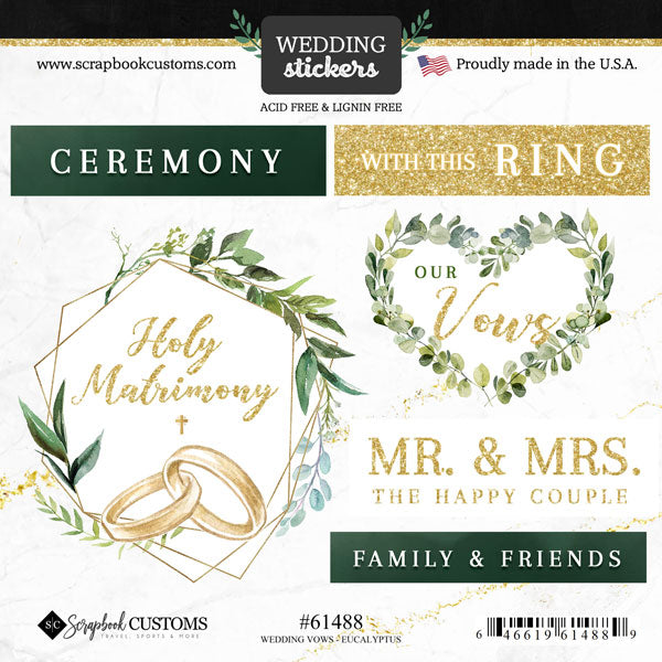 Scrapbooksrus EUCALYPTUS WEDDING KIT 12"x12" Scrapbook Paper Stickers 9pc
