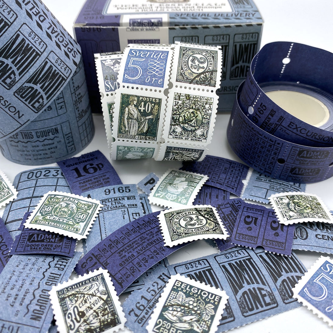 49 and Market Vintage Bits TICKET ESSENTIALS MARINER Perforated Tickets &amp; Stamps 3 Rolls @Scrapbooksrus