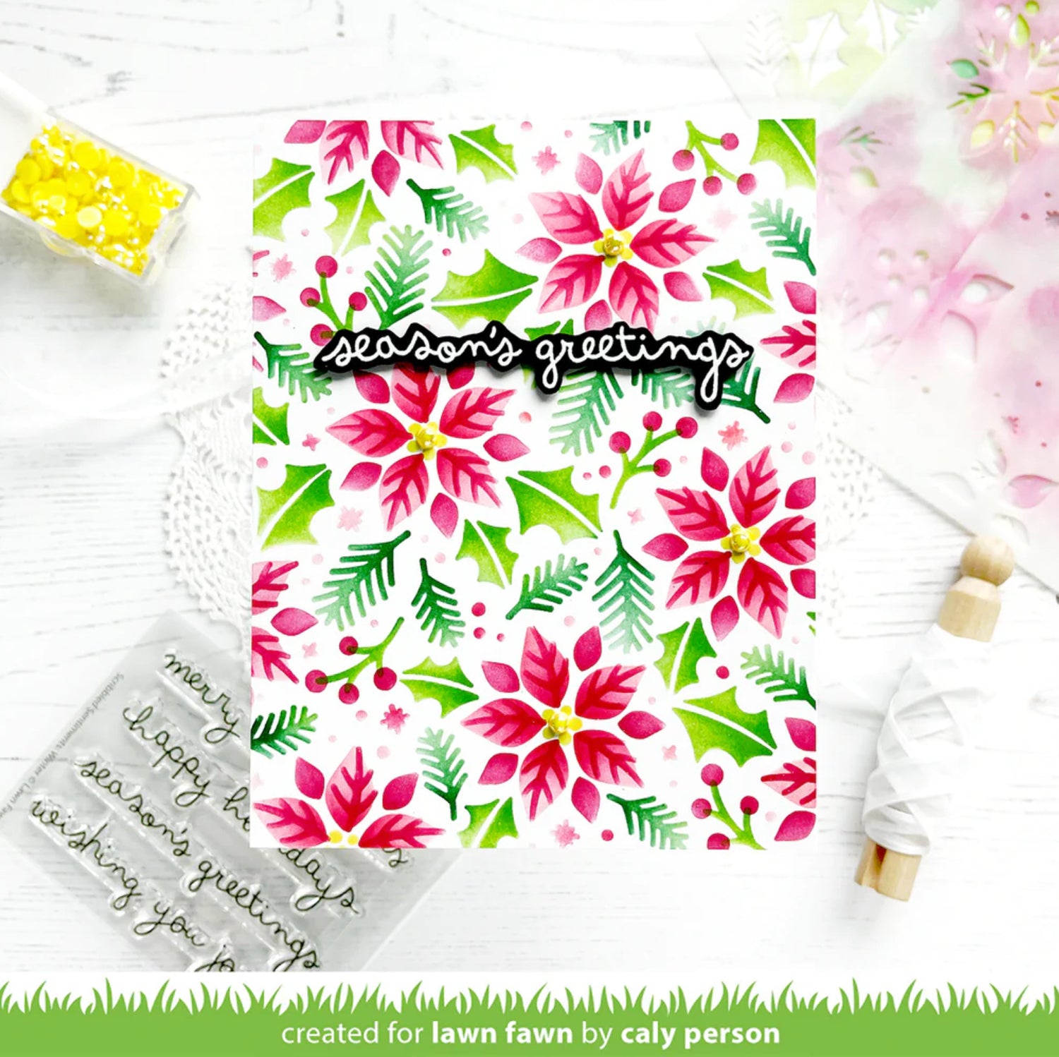 Lawn Fawn SCRIBBLED SENTIMENTS: WINTER Clear Stamps 5pc