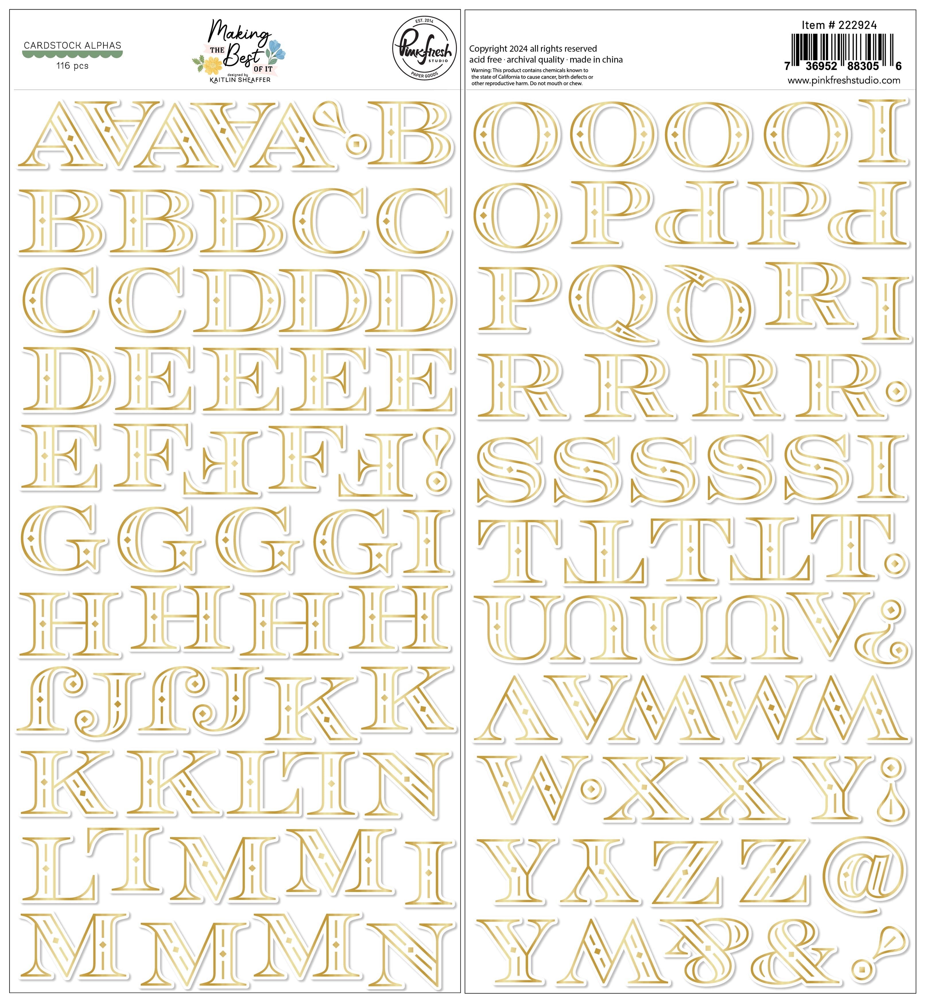 Pinkfresh Studio Making The Best Of It CARDSTOCK ALPHA 116pc